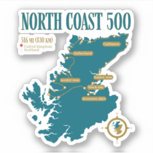 Sticker La NC500, itinéraire Écosse La côte nord cadeaux