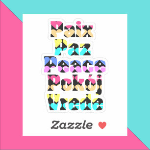 Sticker La paix dans les langues étrangères Coeurs lumineu