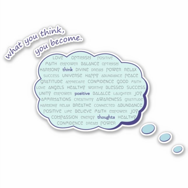 Sticker La pensée positive énergie inspirante bulle bleue (Devant)