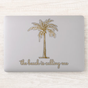 Sticker La plage m'appelle Gold Coconut Palm Tree