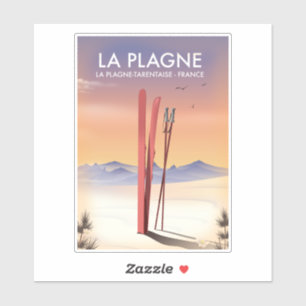 Sticker La Plagne, La Plagne-Tarentaise, poster de ski Fra