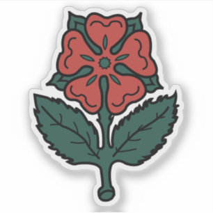 Sticker La rose rouge de Lancastre, drapeau de Montréal, C
