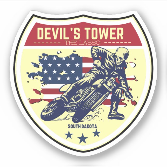 Sticker La route de Devil's Tower - le voyage à moto en la (Devant)