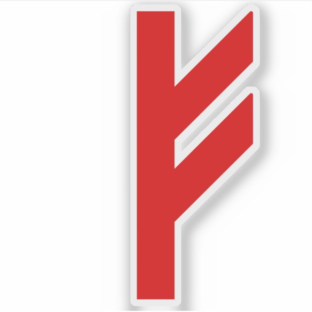 Sticker La Rune Fehu (rouge) (Devant)