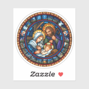 Sticker La Sainte Famille Vinyle de Style Vitrail