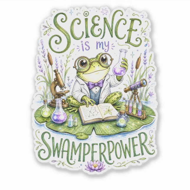 Sticker La science est ma grenouille superpuissante scient (Devant)