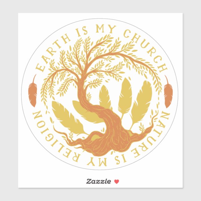Sticker La Terre est Mon Église, La Nature est Ma Religion (Feuille)