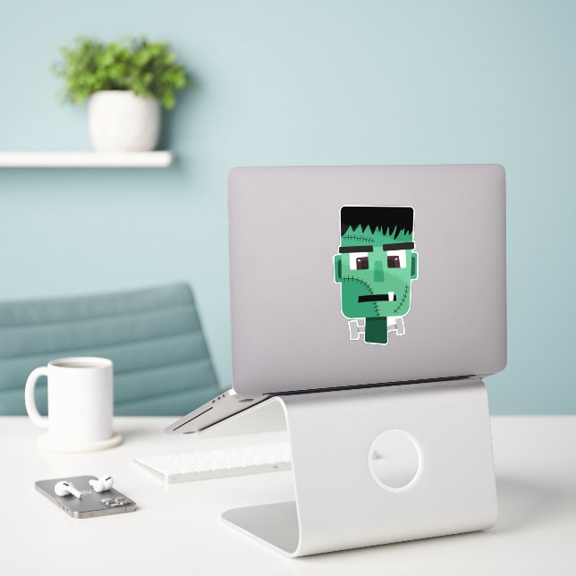 Sticker La tête du monstre Frankenstein (Ordinateur portable sur le bureau)
