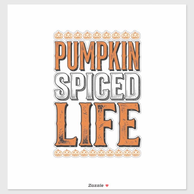 Sticker La vie épicée de citrouille Typographie Halloween  (Feuille)