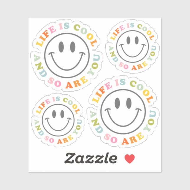 Sticker La vie est Cool heureux visage souriant Emoji (Feuille)