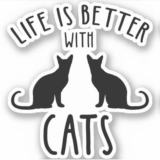 Sticker La Vie Est Meilleure Avec Les Chats (Devant)