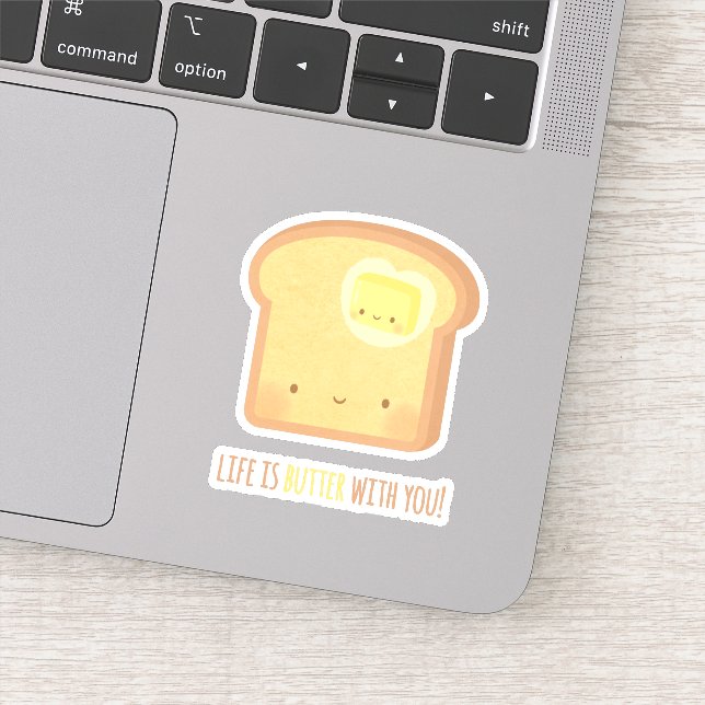 Sticker La vie mignonne est beurrée avec vous Pun de petit (Détail)