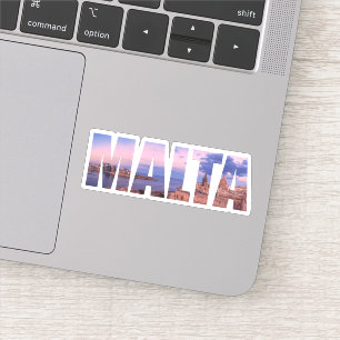 Sticker La vieille ville de La Valette et port Malte texte