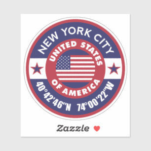 Sticker La ville de New York se coordonne avec le drapeau 