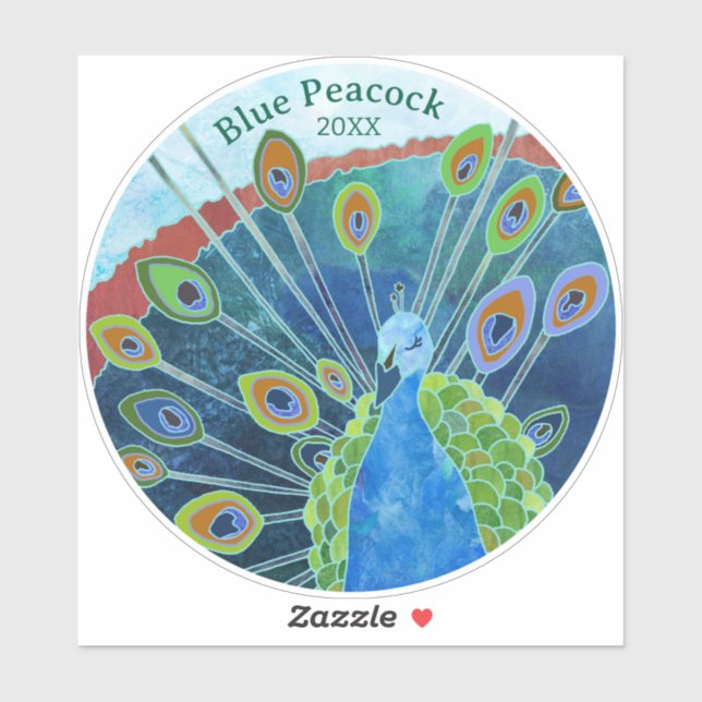 Sticker Label Paon (Feuille)