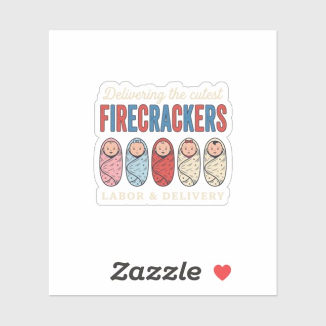 Sticker Labor & Delivery Feux d'Artifice Mignonne Infirmiè (Feuille)