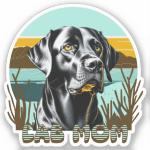 Sticker Laboratoire noir   Lab Mom Chien personnalisé
