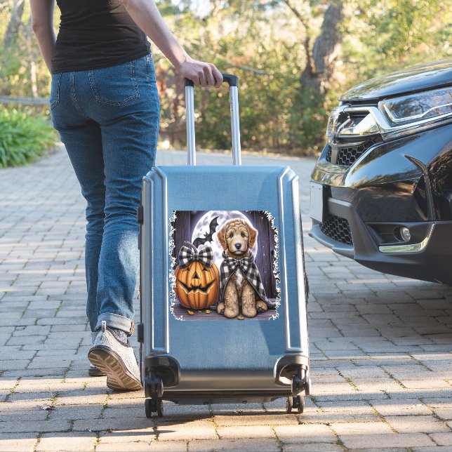 Sticker Labradoodle chien Carré d'Halloween (Valise Insitu)