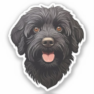Sticker Labradoodle Chien noir
