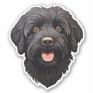 Sticker Labradoodle Chien noir