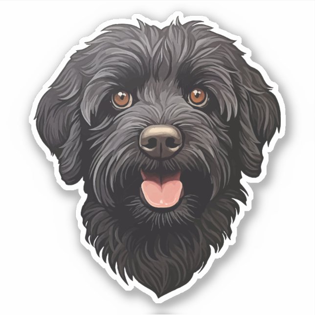 Sticker Labradoodle Chien noir (Devant)
