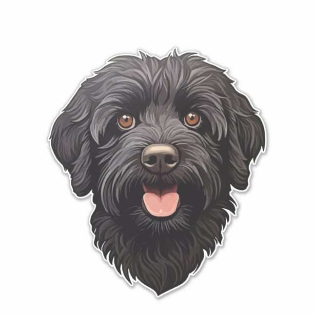 Sticker Labradoodle Chien noir (Devant)