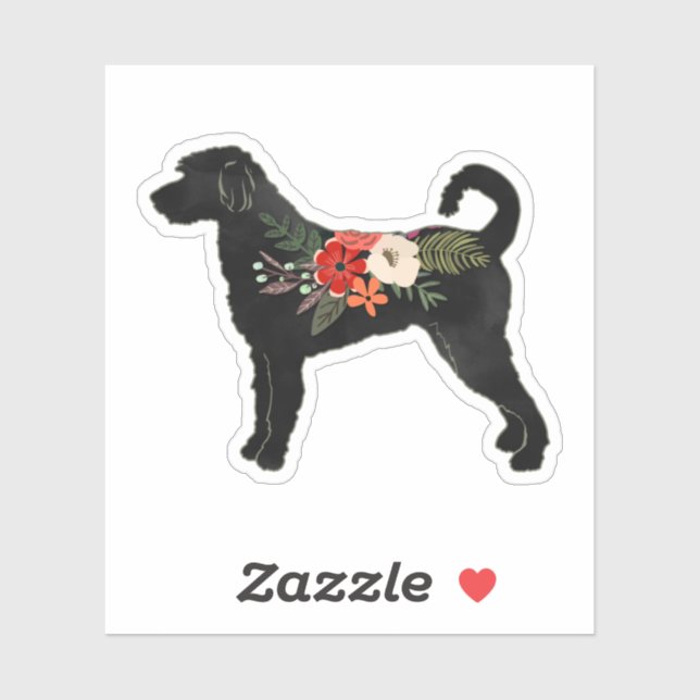 Sticker Labradoodle Chien race Boho Floral Silhouette (Feuille)