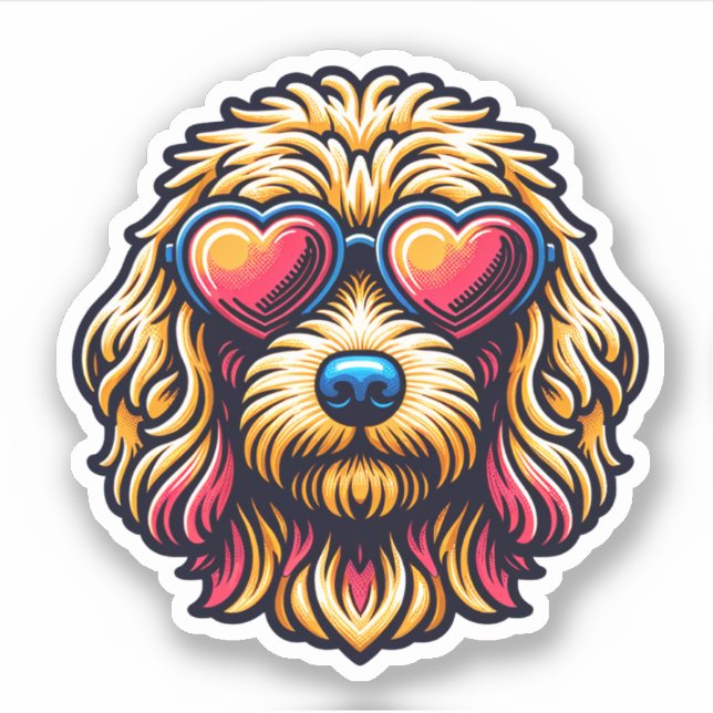 Sticker Labradoodle Vinyl Dog (Devant)