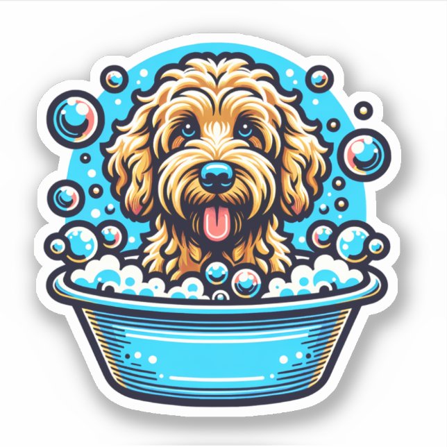 Sticker Labradoodle Vinyl Dog (Devant)