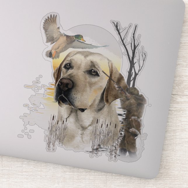 Sticker Labrador, chasse aux canards (Détail)
