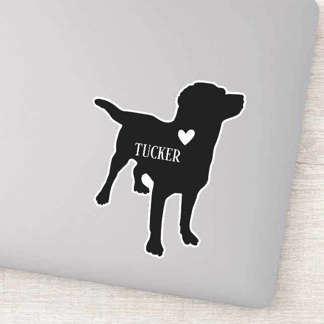 Sticker Labrador  Race Silhouette Nom Personnalisé (Détail)