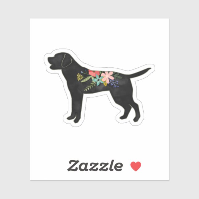 Sticker Labrador Retriever Chien race Bohemian Floral (Feuille)