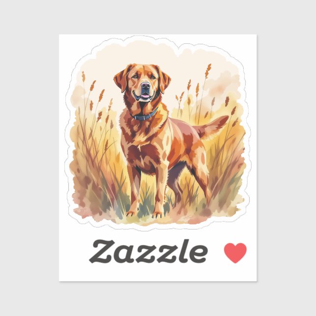 Sticker Labrador Retriever Chien Rouge Renard (Feuille)