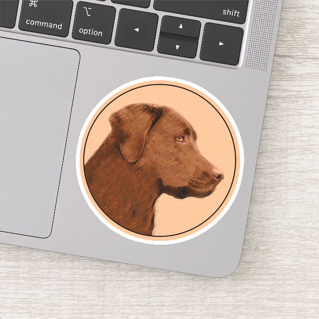 Sticker Labrador Retriever (Chocolat) Peinture - Chien Art (Détail)