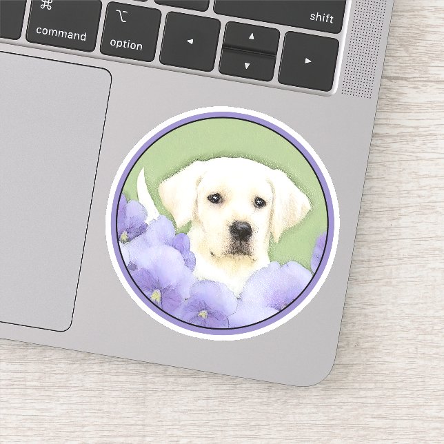 Sticker Labrador Retriever Puppy Painting Original Chien A (Détail)