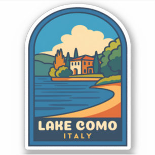 Sticker Lac de Côme Vintage voyage Retro Italie Paysage