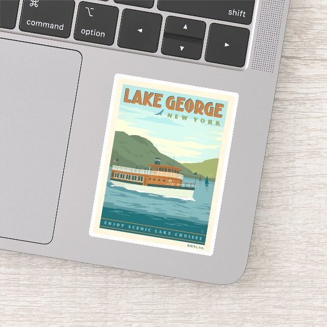 Sticker Lac George, New York | Bateau vintage (Détail)