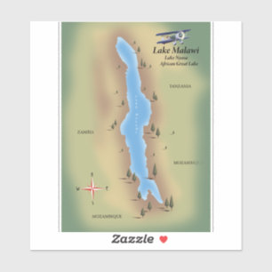 Sticker Lac Malawi, carte de voyage
