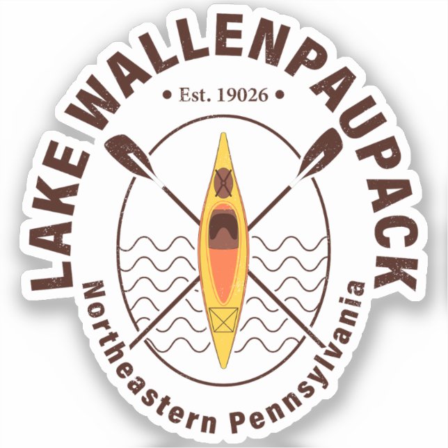 Sticker Lac Wallenpaupack Pennsylvanie Kayaking Fishing (Recto)