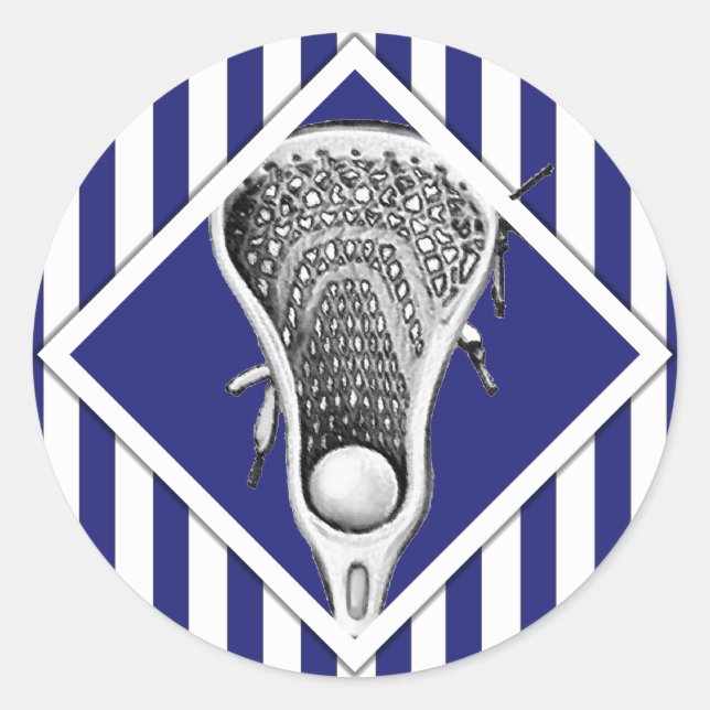 Sticker Lacrosse Lax Team Blue Classic Round (Devant)