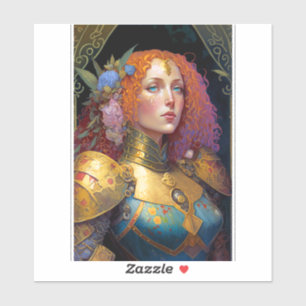 Sticker Lady Knight Warrior Armor Imaginaire Art
