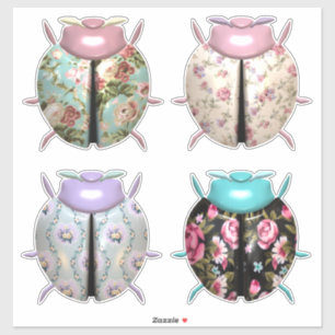 Sticker Ladybug motif floral mignon