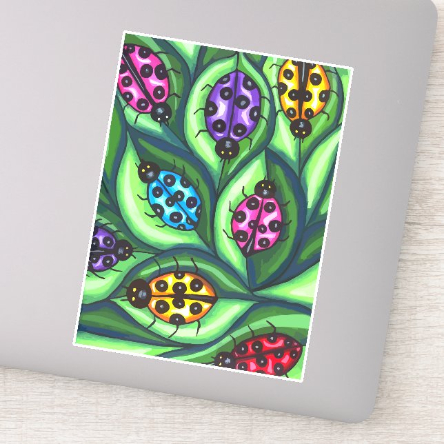Sticker Ladybugs colorés Insecter la nature faune original (Détail)