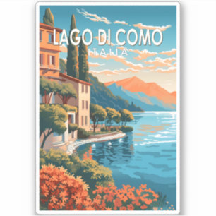 Sticker Lago di Como Italia Travel Art Vintage