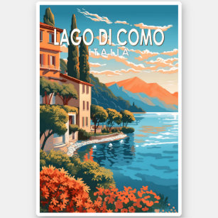 Sticker Lago di Como Italia Travel Art Vintage