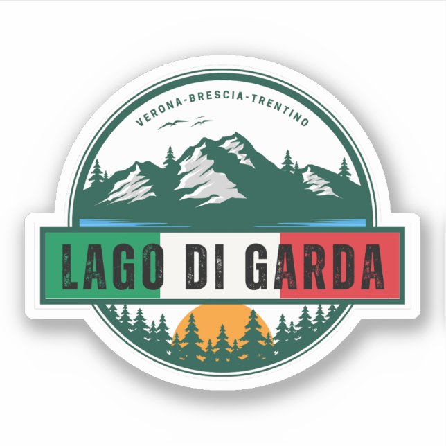 Sticker lago di garda - lac garda col alpes italiennes mot (Devant)