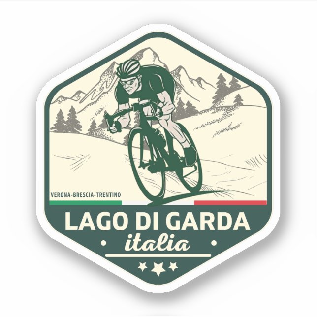 Sticker lago di garda - lac garda col alpes italiennes mot (Devant)