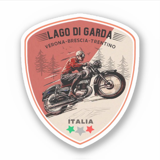 Sticker lago di garda - lac garda col alpes italiennes mot (Devant)