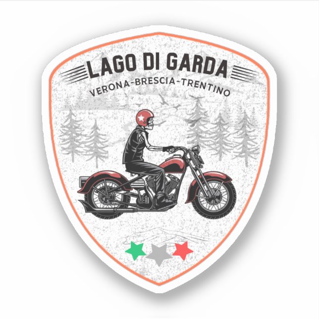 Sticker lago di garda - lac garda col alpes italiennes mot (Devant)