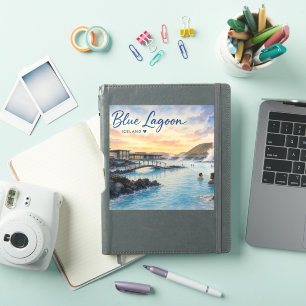 Sticker Lagon bleu Islande bain thermal aquarelle